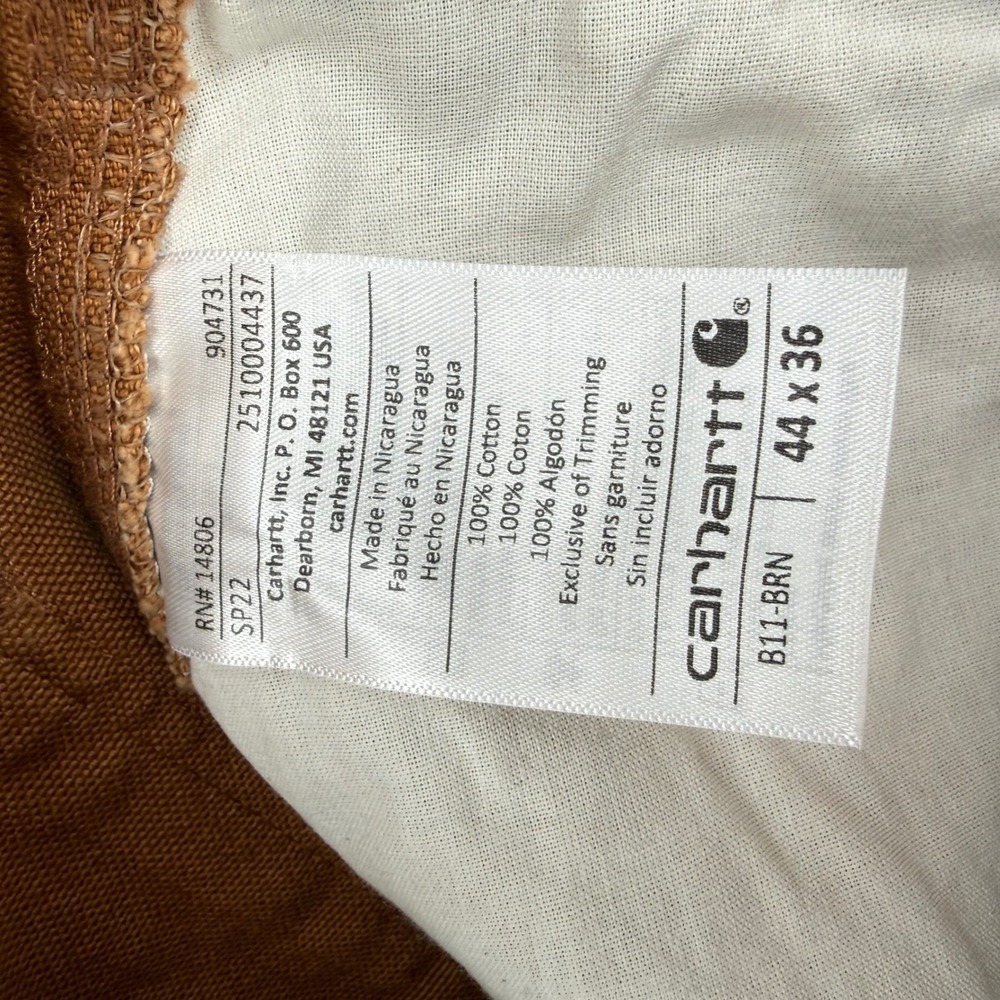 Carhartt Mens 44x36 Brown‎ Loose Fit Canvas Work Pants B11-BRN New W Tags - Picture 6 of 10